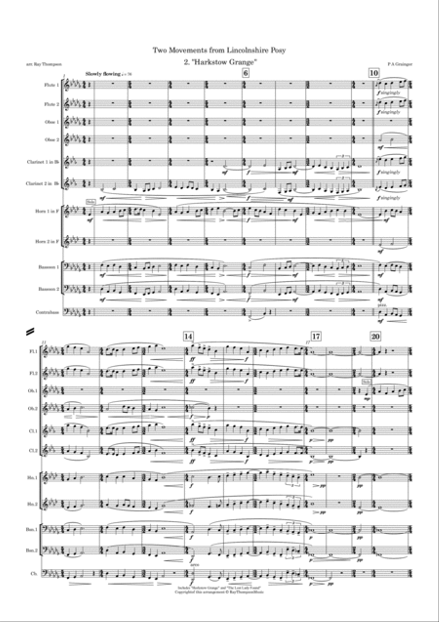 Grainger: Two Mvts. from “Lincolnshire Posy” - symphonic winds Woodwind Quintet scores gallery preview page 3