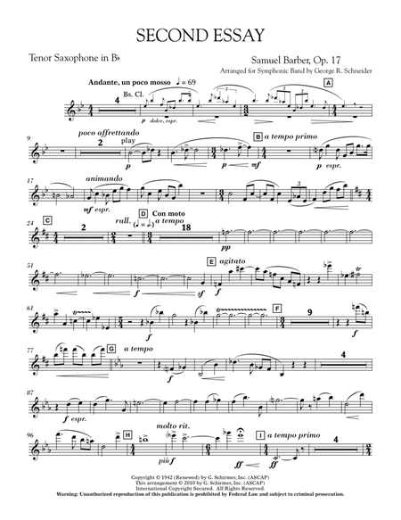 Second Essay - Bb Tenor Saxophone