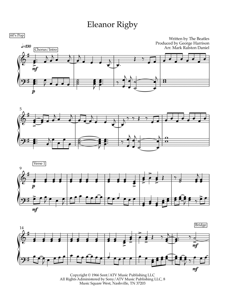 Eleanor Rigby Voice scores gallery preview page 1