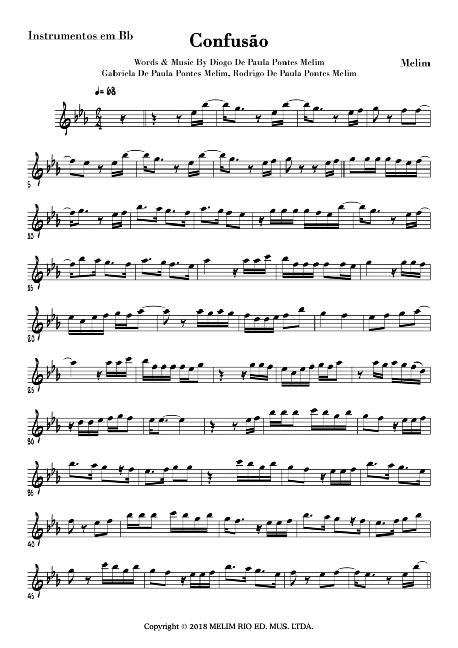 Confusao Tenor Saxophone scores gallery preview page 1
