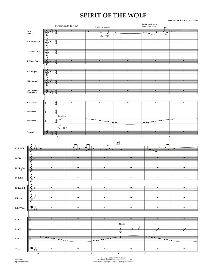 Spirit Of The Wolf - Full Score Concert Band scores gallery preview page 3