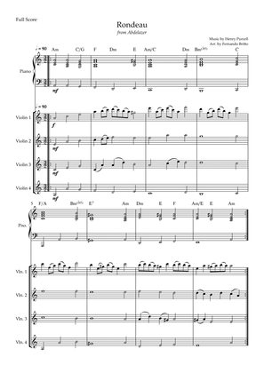 Rondeau (from Abdelazer) for Violin Quartet and Piano Accompaniment with Chords