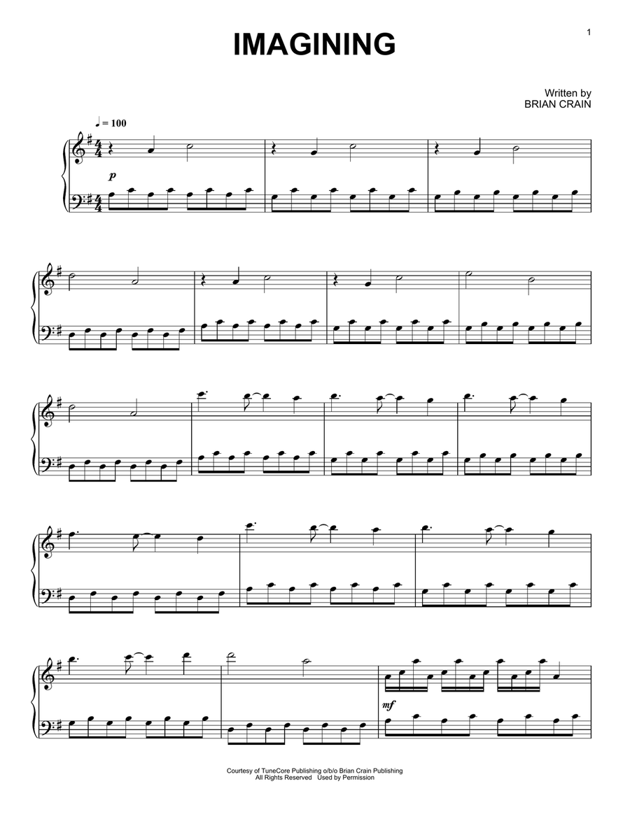 Imagining Imagining Piano Solo scores gallery preview page 1