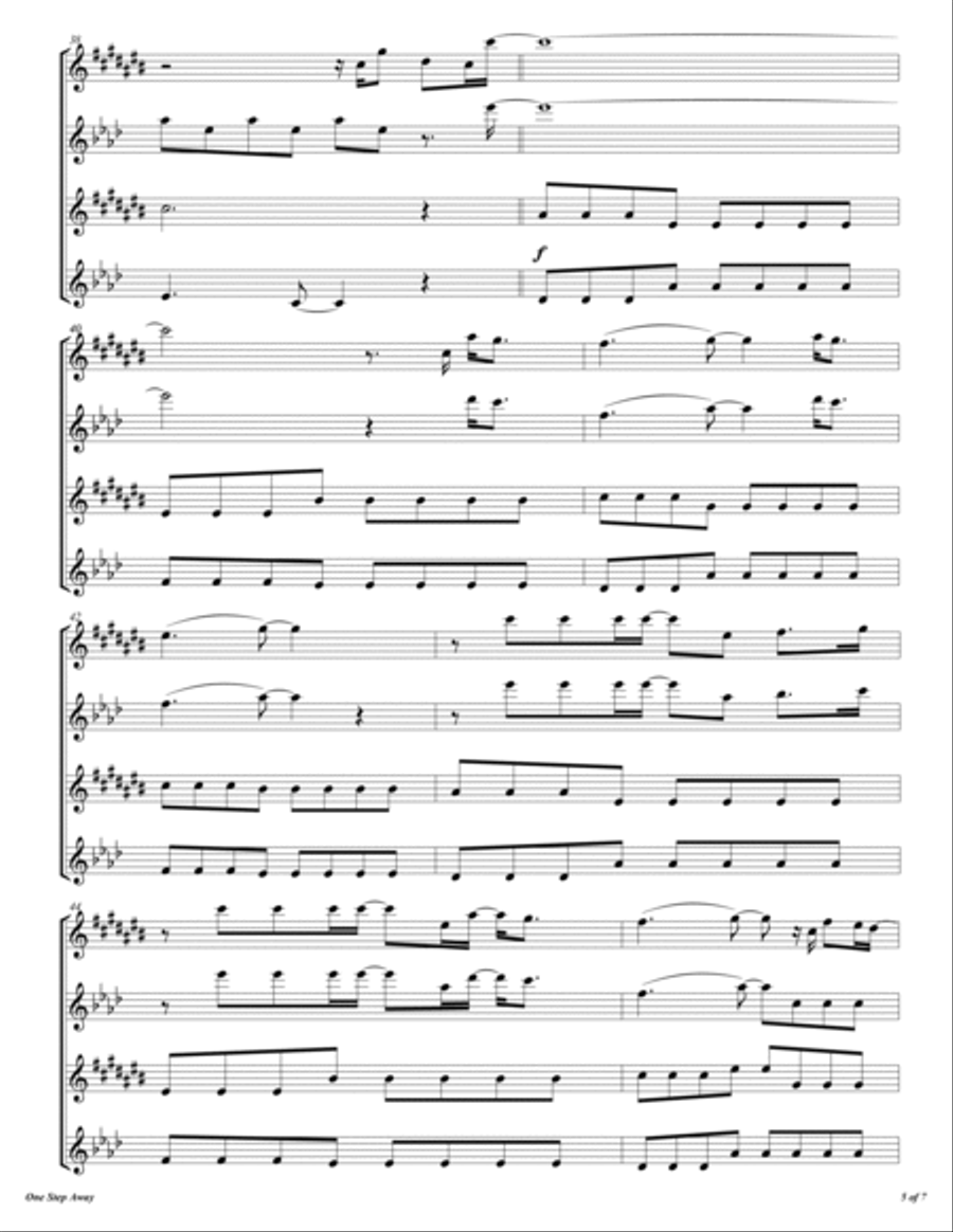 One Step Away Woodwind Quartet scores gallery preview page 6