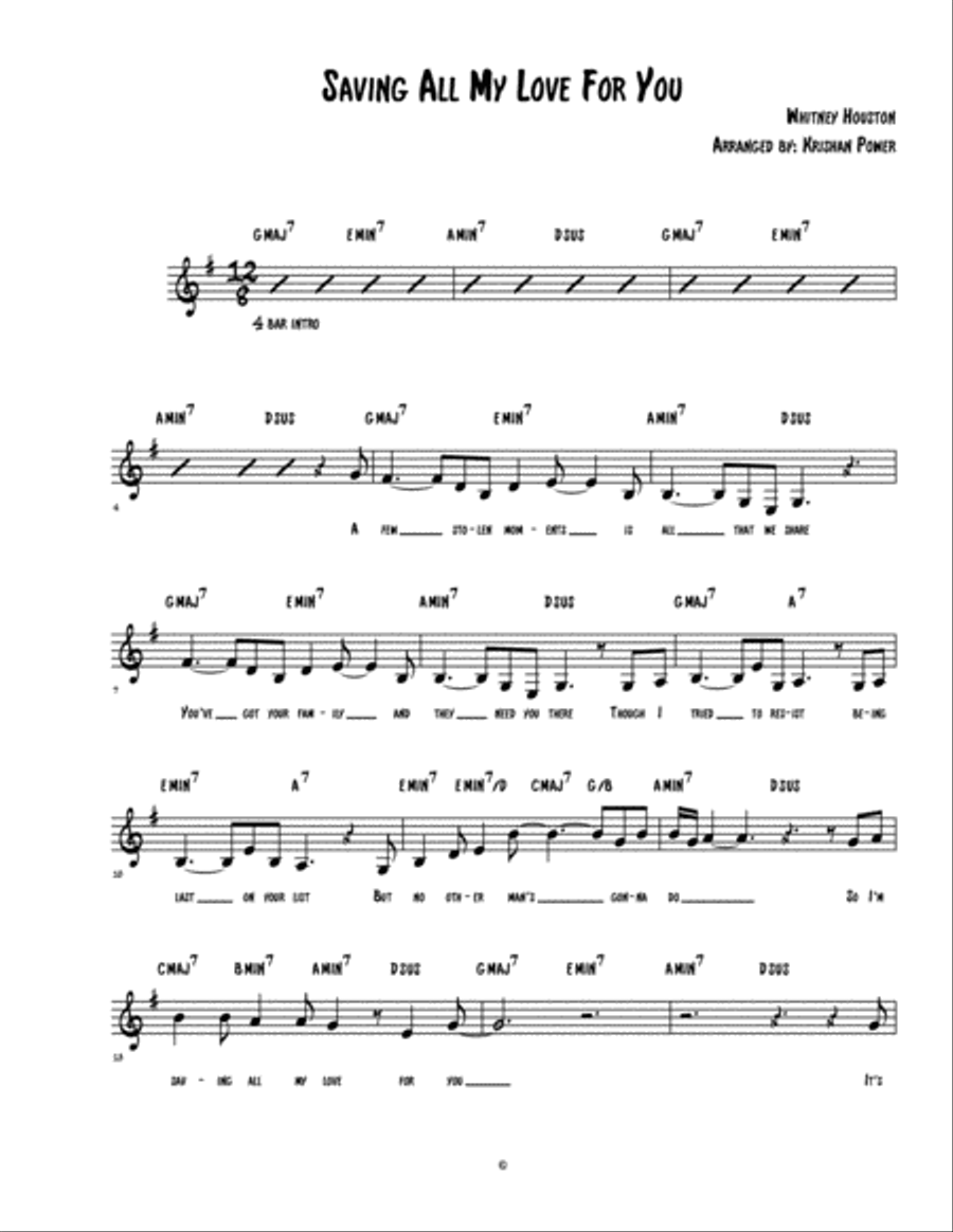 Saving All My Love For You Guitar scores gallery preview page 1