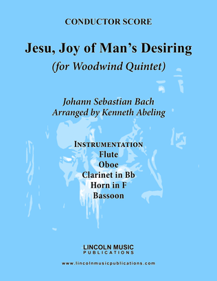 Book cover for Bach - Jesu, Joy of Man’s Desiring (for Woodwind Quintet)