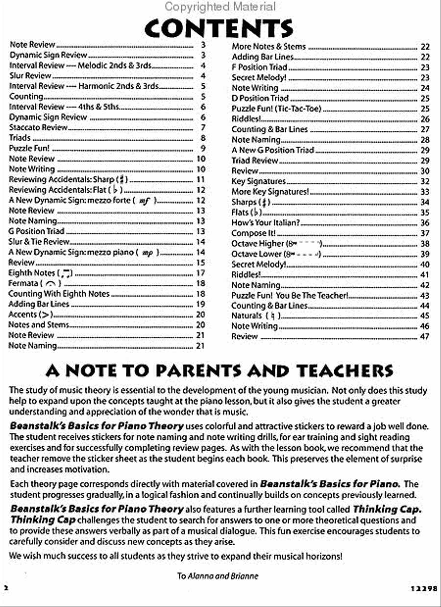 Beanstalk's Basics for Piano Piano Method scores gallery preview page 2