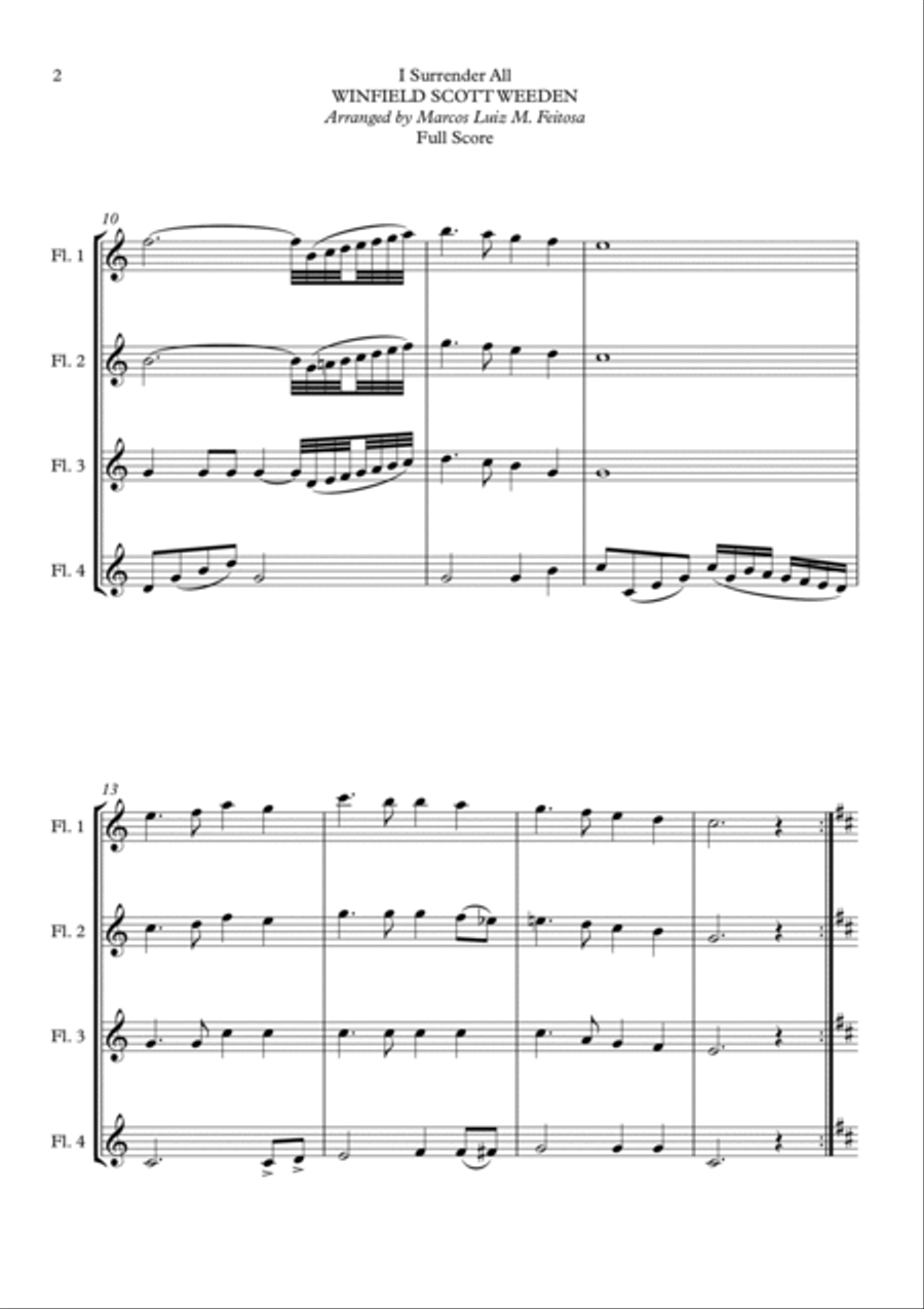 I Surrender All (Tudo Entregarei) - Flute Quartet Flute Quartet scores gallery preview page 4