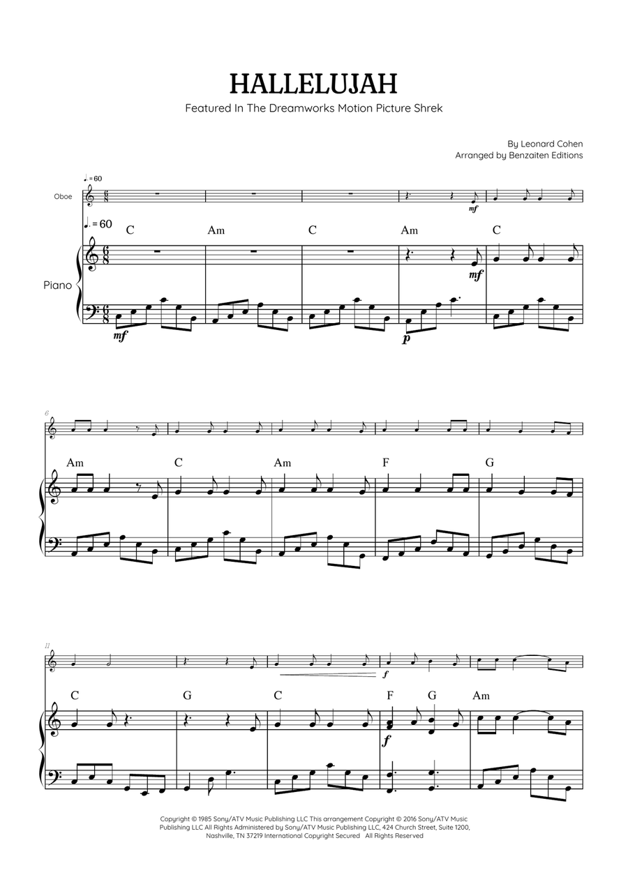 Hallelujah Piano scores gallery preview page 1