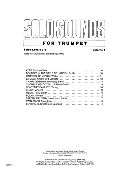 Solo Sounds for Trumpet, Volume 1