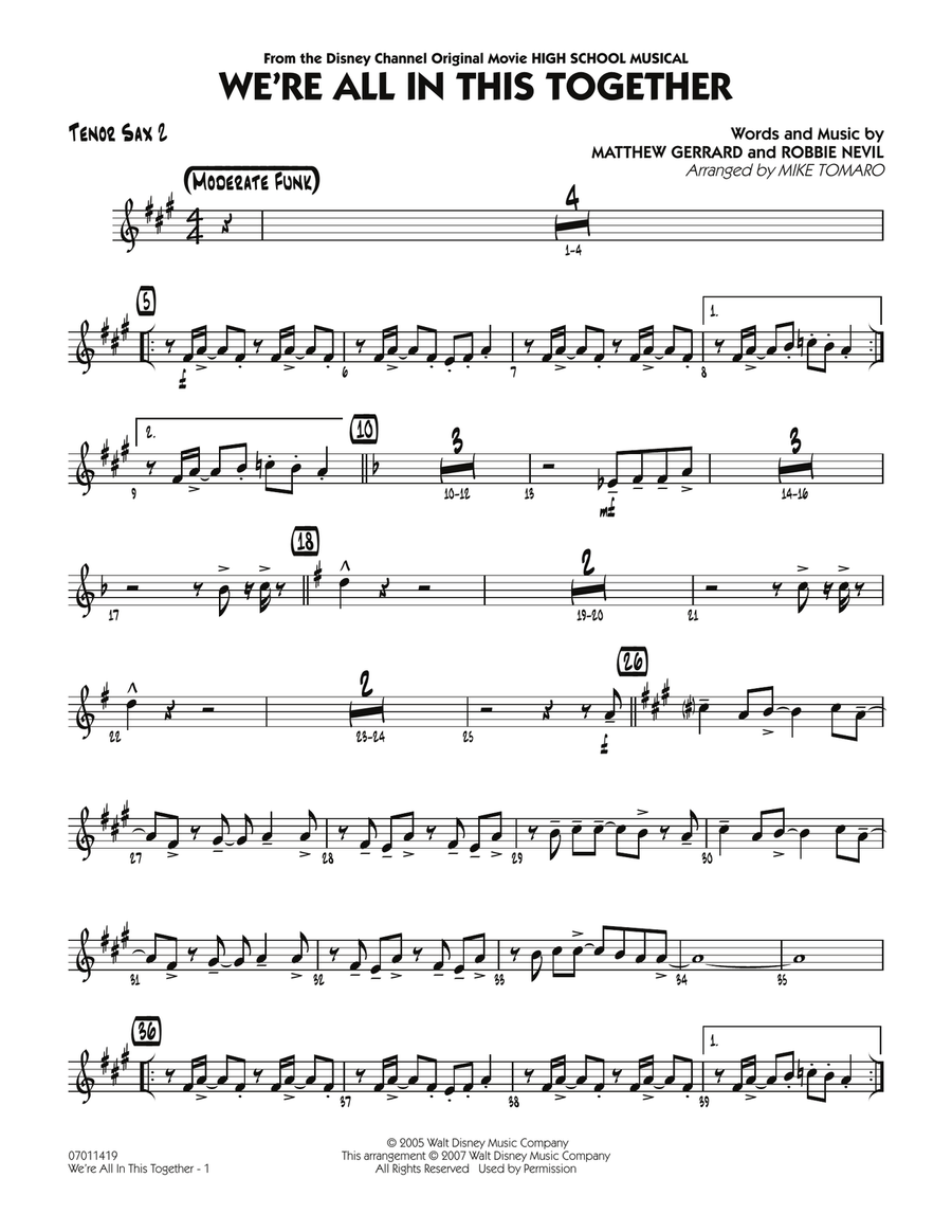 We're All In This Together (from High School Musical) - Tenor Sax 2 Jazz Ensemble scores gallery preview page 1