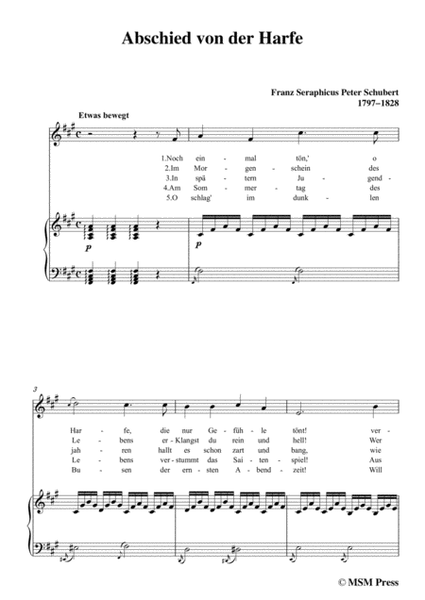 Schubert-Abschied von der Harfe,in f sharp minor,for Voice&Piano image number null