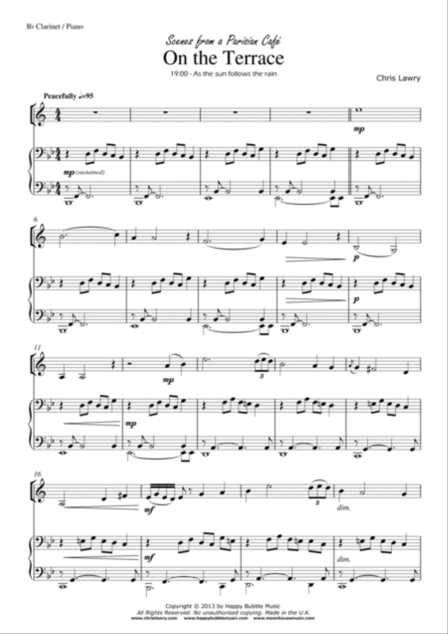 On the Terrace - for Bb Clarinet & Piano (from Scenes from a Parisian Cafe) Woodwind Duet scores gallery preview page 3