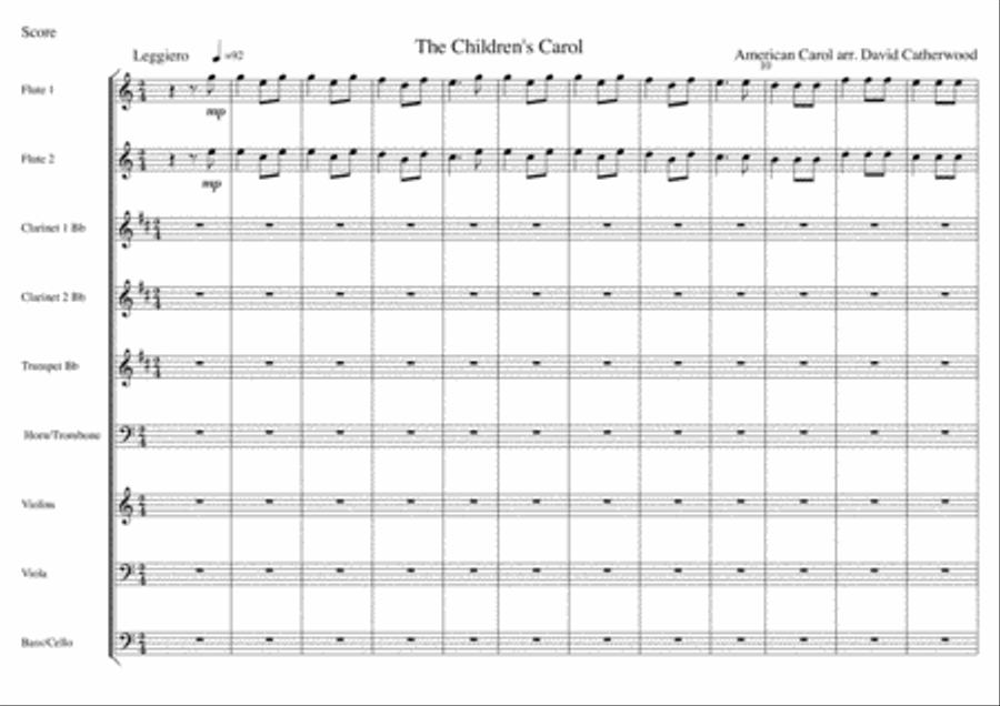 Children's Carol arranged for Chamber Orchestra by David Catherwood Chamber Orchestra scores gallery preview page 1