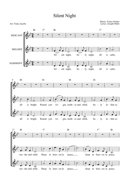 Silent Night - easy 3 part choral