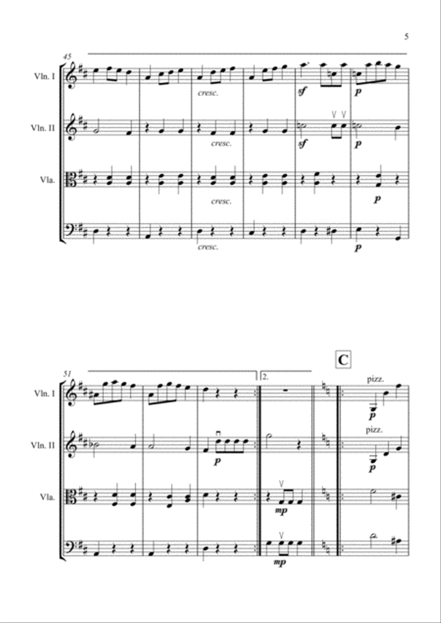 Chopin: Grande Valse Brilliante for String Quartet - Score and Parts String Quartet scores gallery preview page 5