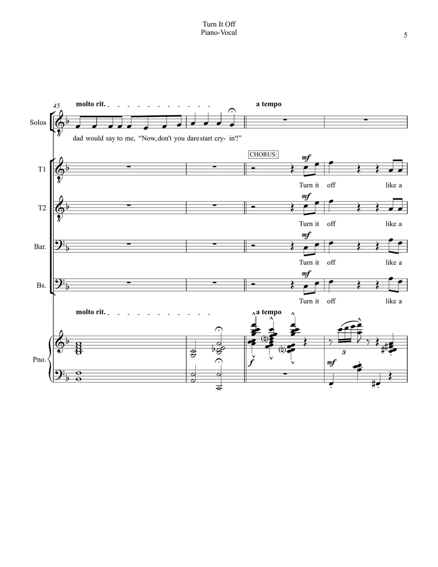 Turn It Off TTBB scores gallery preview page 5