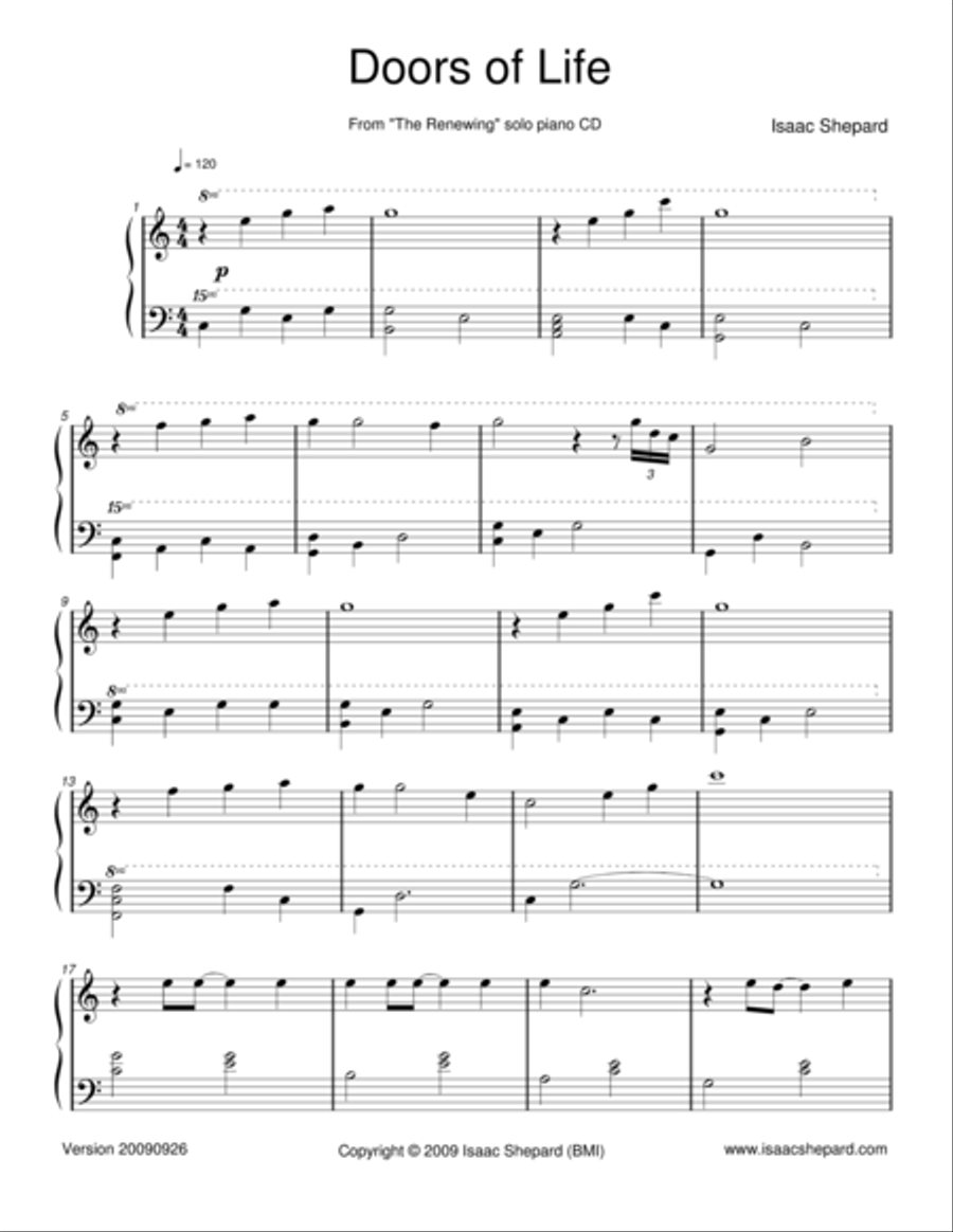 Doors of Life Piano Solo scores gallery preview page 1