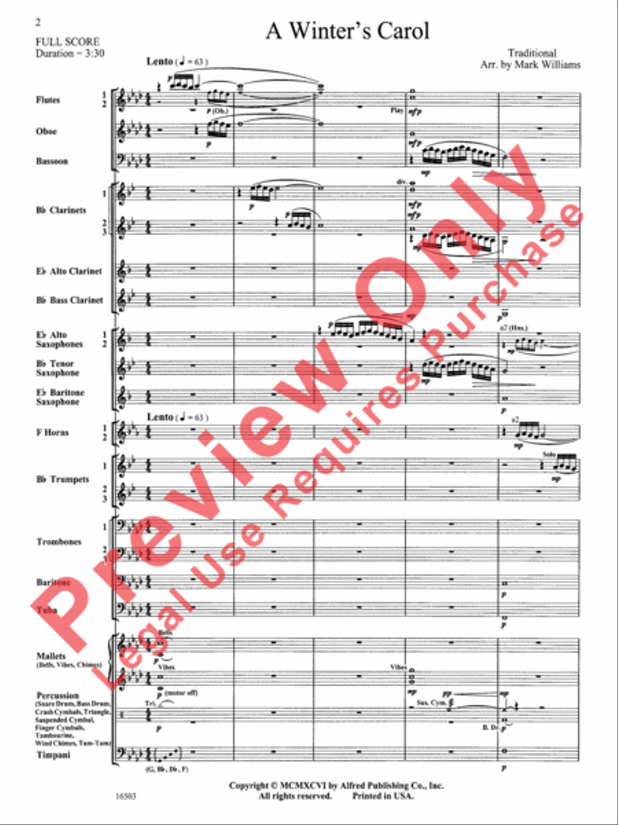 A Winter's Carol Concert Band scores gallery preview page 3