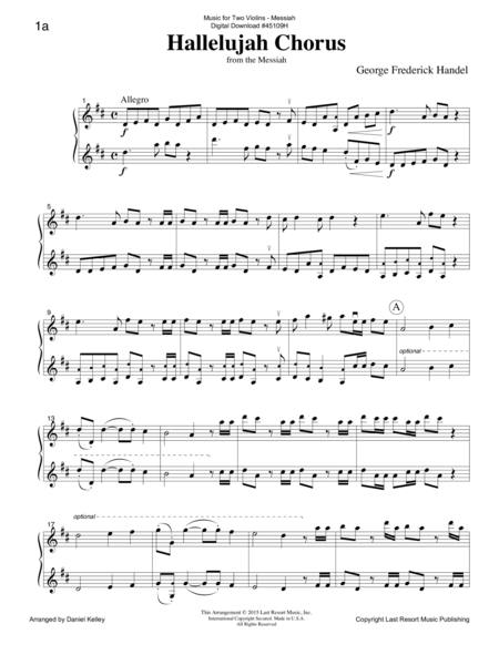 Handel's Messiah for Violin Duet - Music for Two Violins