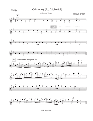 Ode to Joy (Joyful, Joyful) for string quartet with opt. Trumpet