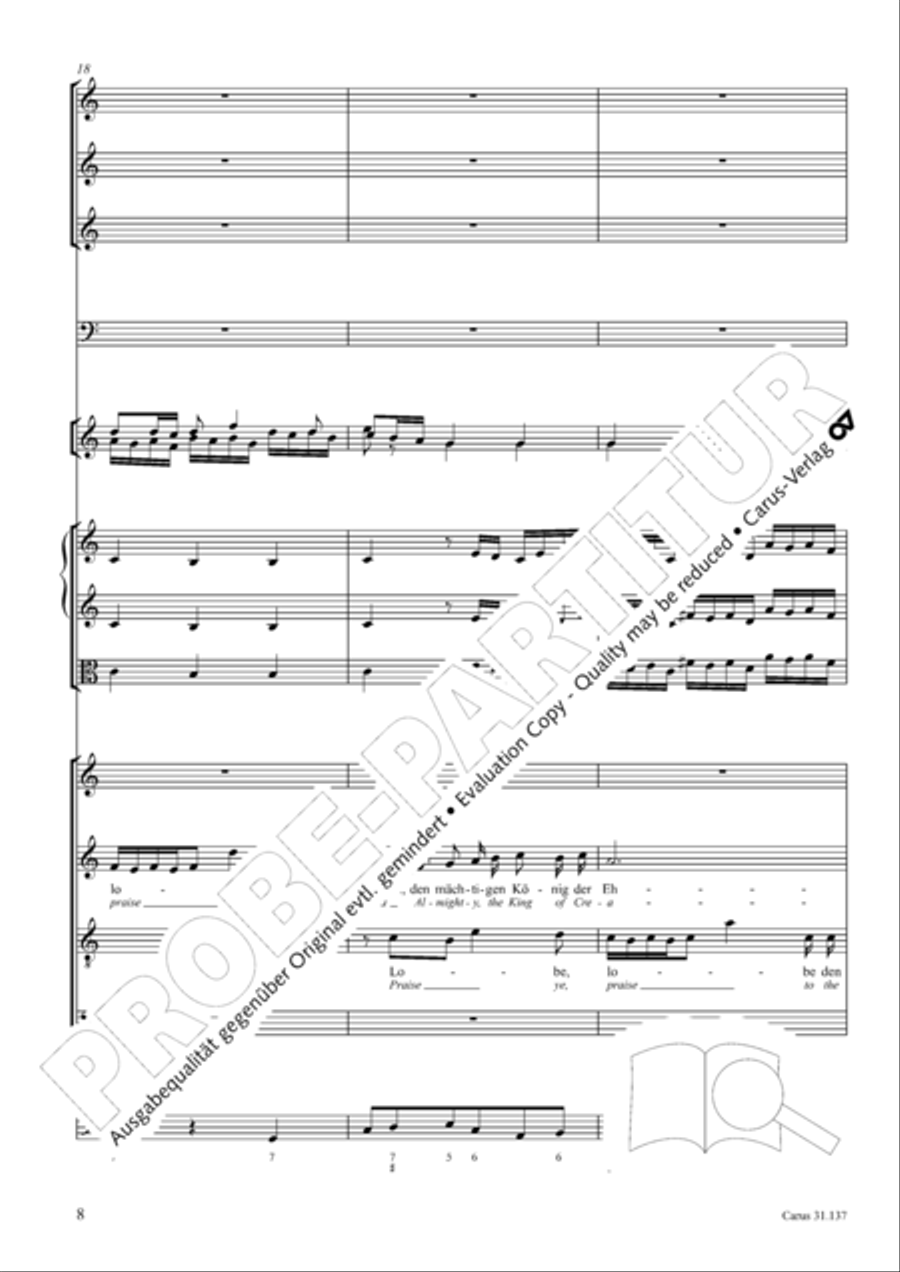 Praise ye, Almighty God, King and our ruler exalted (Lobe den Herren, den machtigen Konig der Ehren) ATB scores gallery preview page 9