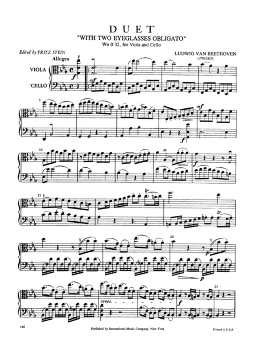 Duet With Two Eyeglasses Obbligato Cello scores gallery preview page 2