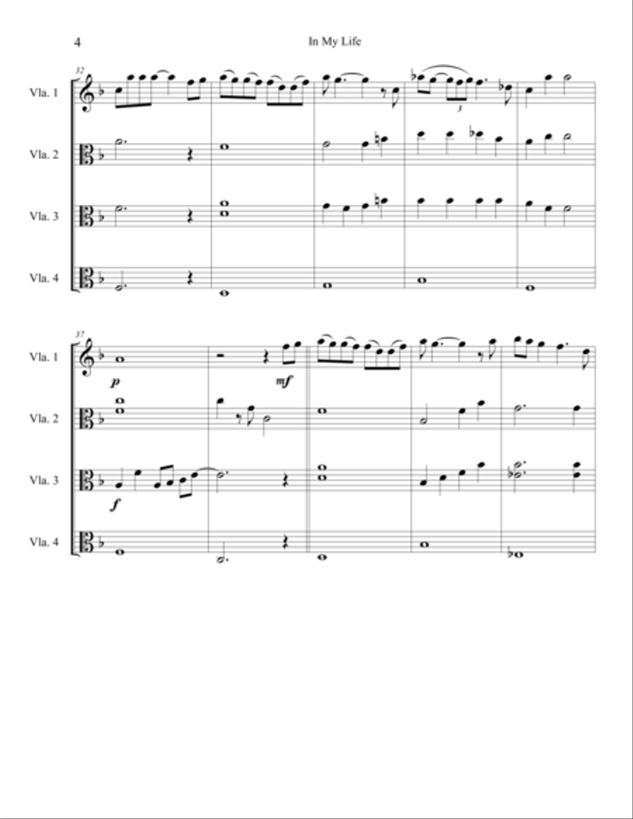 In My Life Viola scores gallery preview page 5