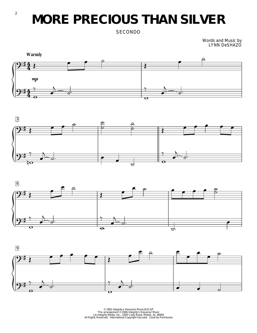 More Precious Than Silver Piano Duet - Digital Sheet Music