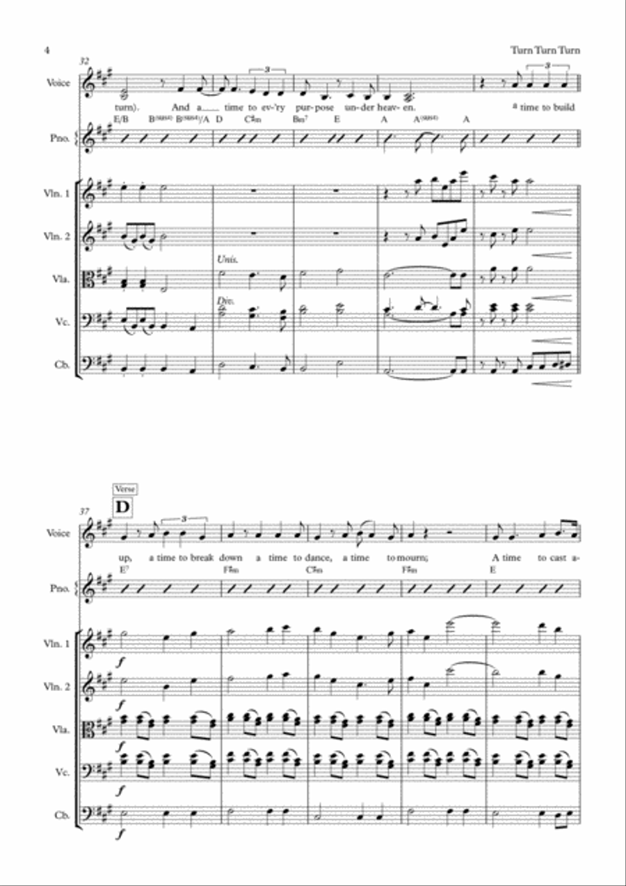Turn! Turn! Turn! (to Everything There Is A Season) String Orchestra scores gallery preview page 4