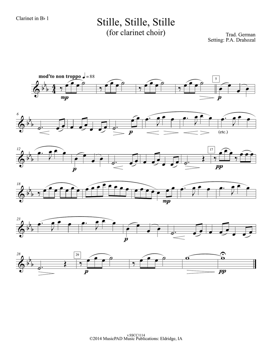 Stille, Stille, Stille (Still, Still, Still) -Traditional German Christmas Carol (set for clarinet c Woodwind Ensemble scores gallery preview page 4