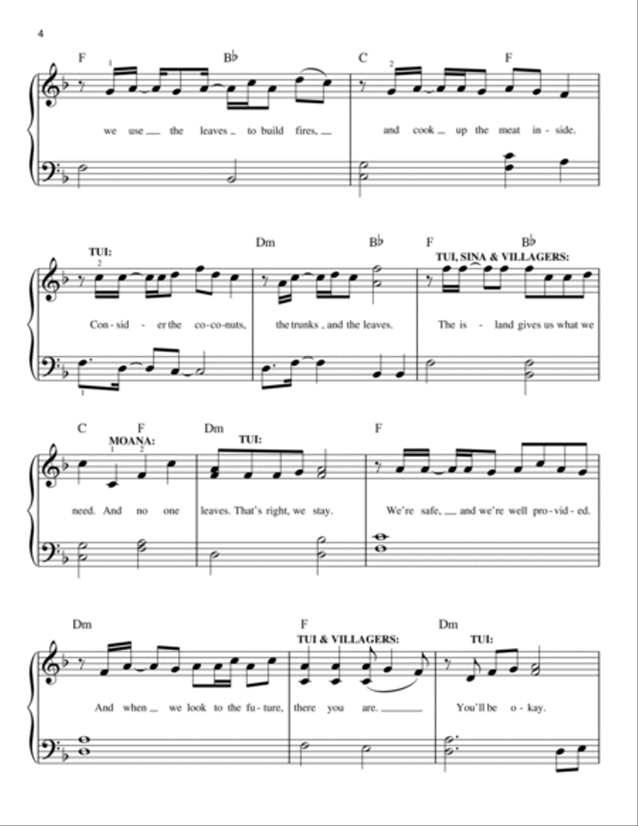 Where You Are (from Moana) Easy Piano scores gallery preview page 4