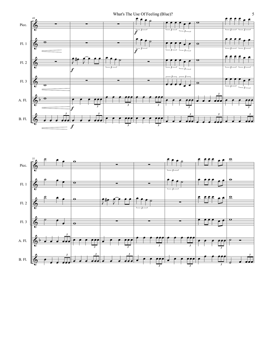 What's The Use Of Feeling (blue) Flute Choir scores gallery preview page 6