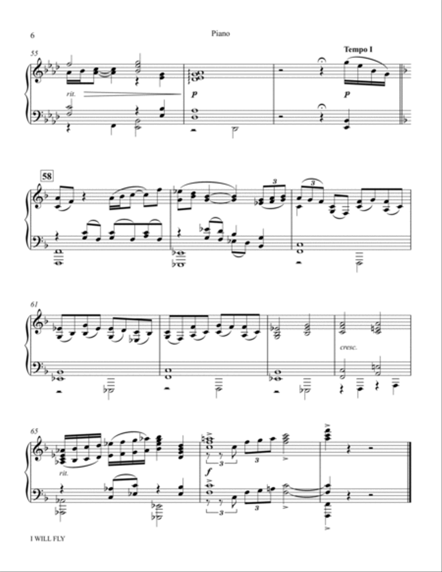 I Will Fly - Piano (SATB) 4-Part scores gallery preview page 6