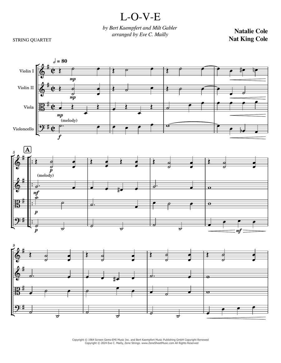 L-o-v-e String Quartet scores gallery preview page 1