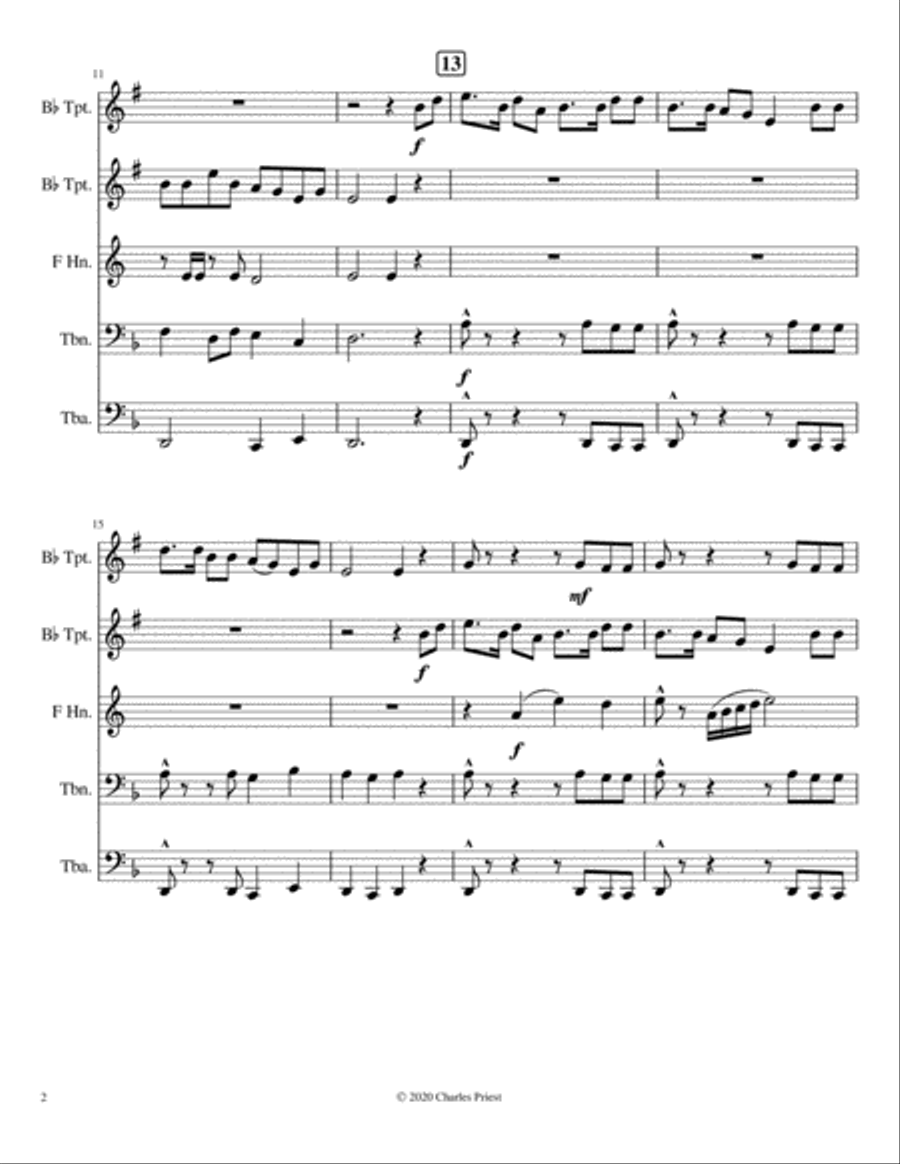 The Morning Trumpet (with Happy Land) Brass Ensemble scores gallery preview page 3