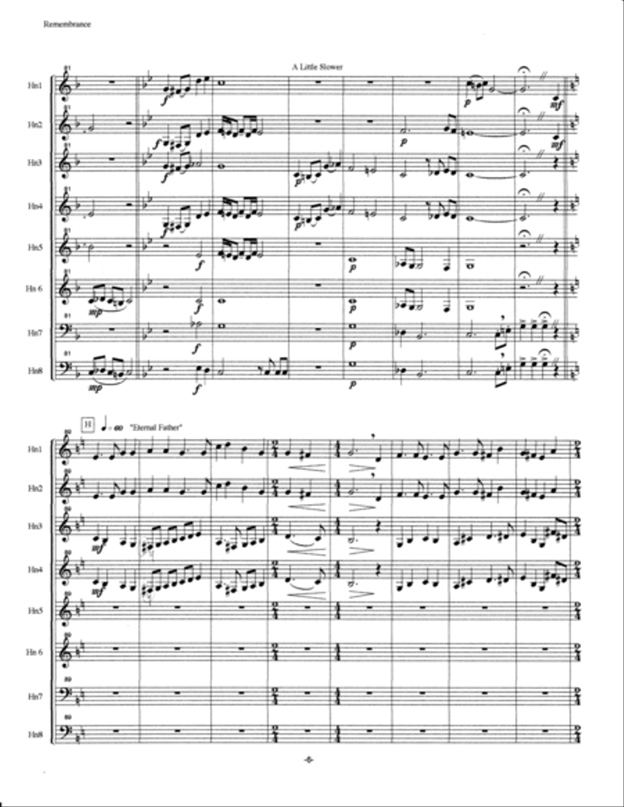 Remembrance for French Horn Octet Brass Ensemble scores gallery preview page 6
