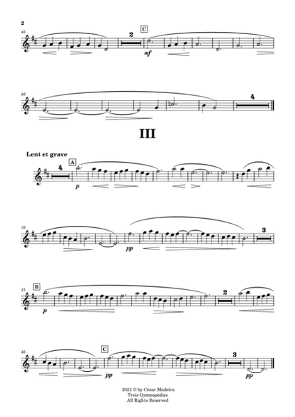 Three Gymnopedies by Satie - Bb Trumpet and Piano (Individual Parts) image number null