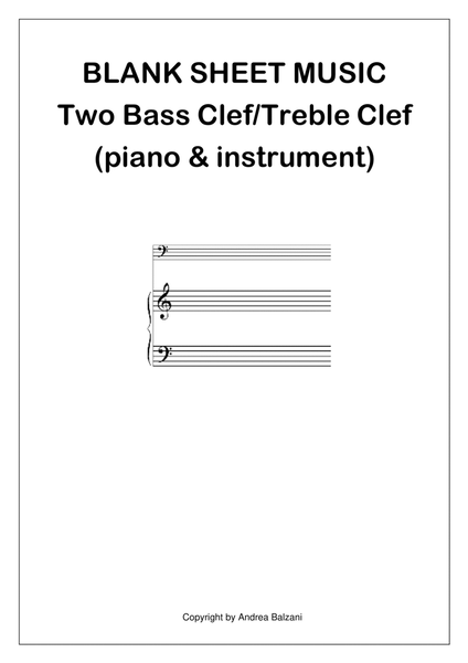📝 Blank Sheet Music Two Bass Clef & Treble Clef