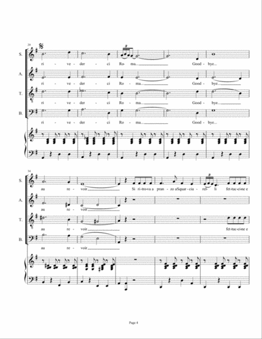 Arrivederci Roma (goodbye To Rome) 4-Part scores gallery preview page 4