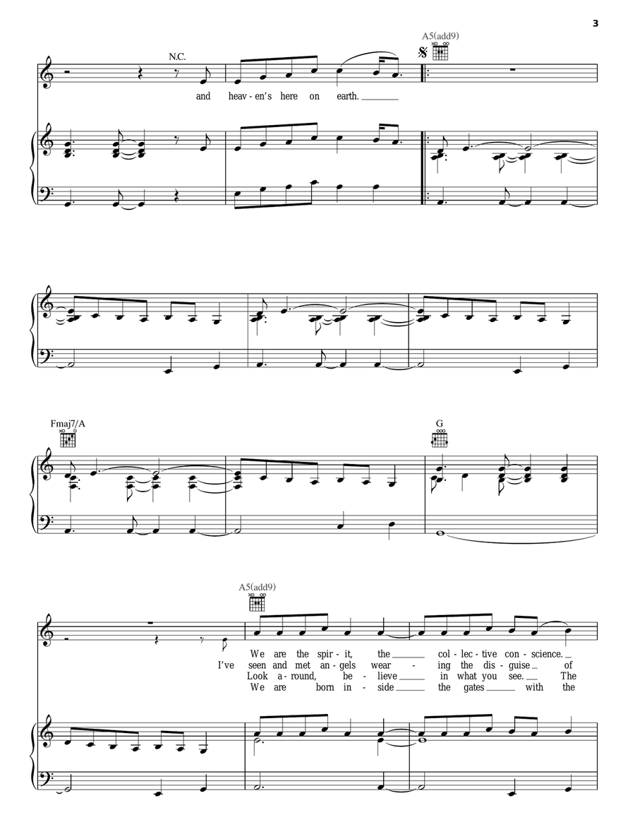 Heaven's Here On Earth Piano, Vocal, Guitar scores gallery preview page 3