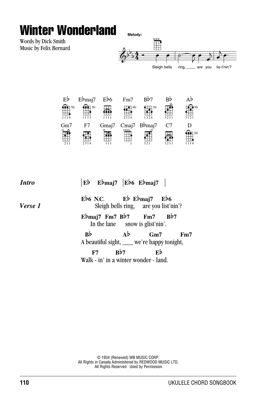 Winter Wonderland Ukulele scores gallery preview page 1