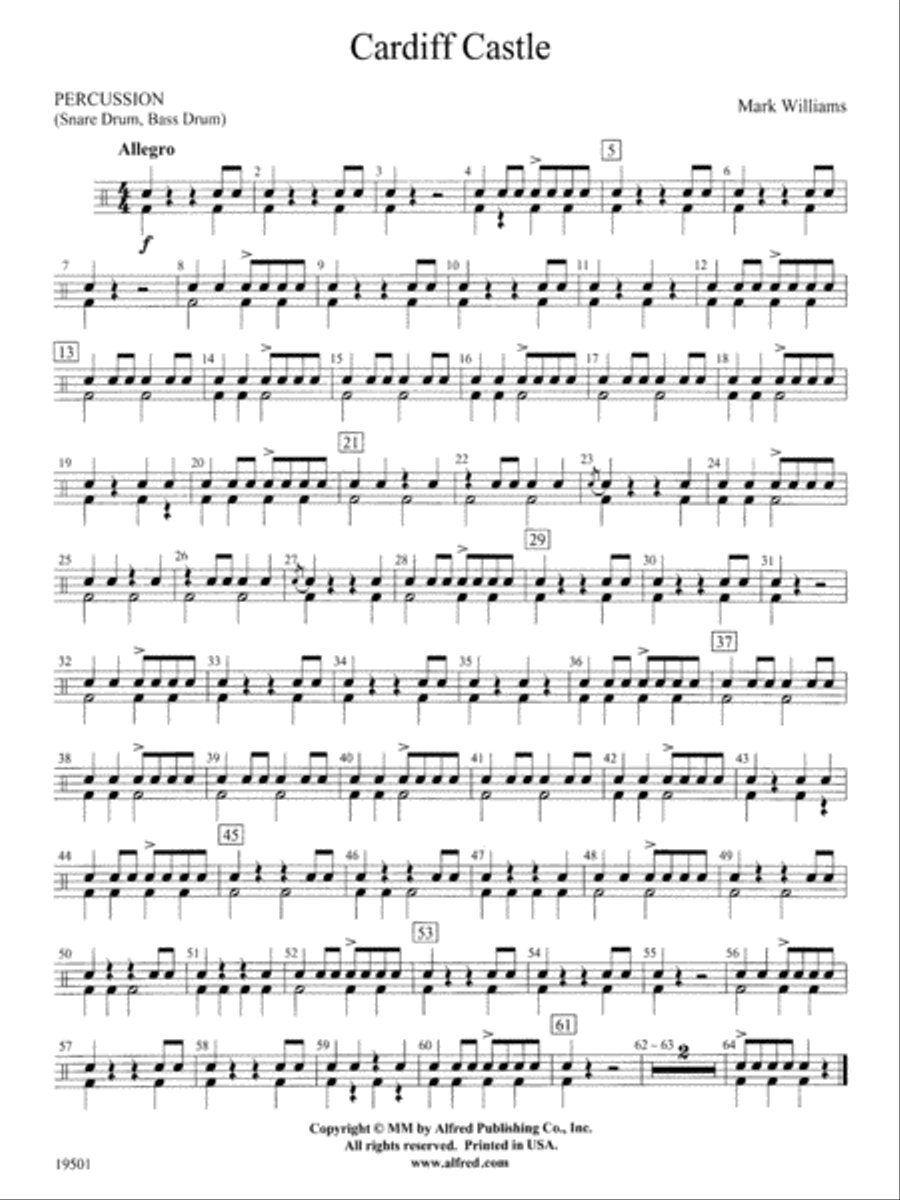 Cardiff Castle: 1st Percussion Concert Band scores gallery preview page 1