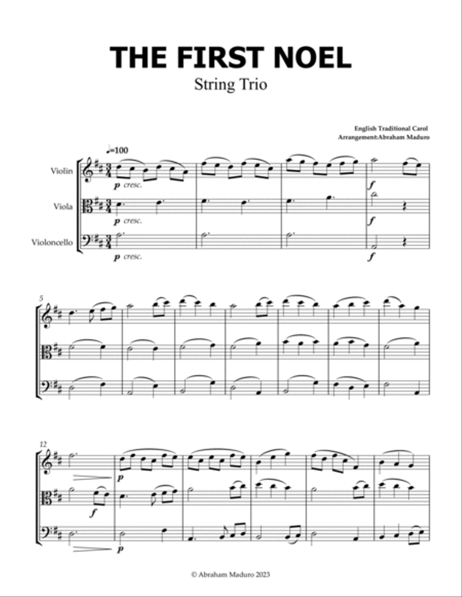 The First Noel Violin Viola and Cello Trio String Trio scores gallery preview page 2