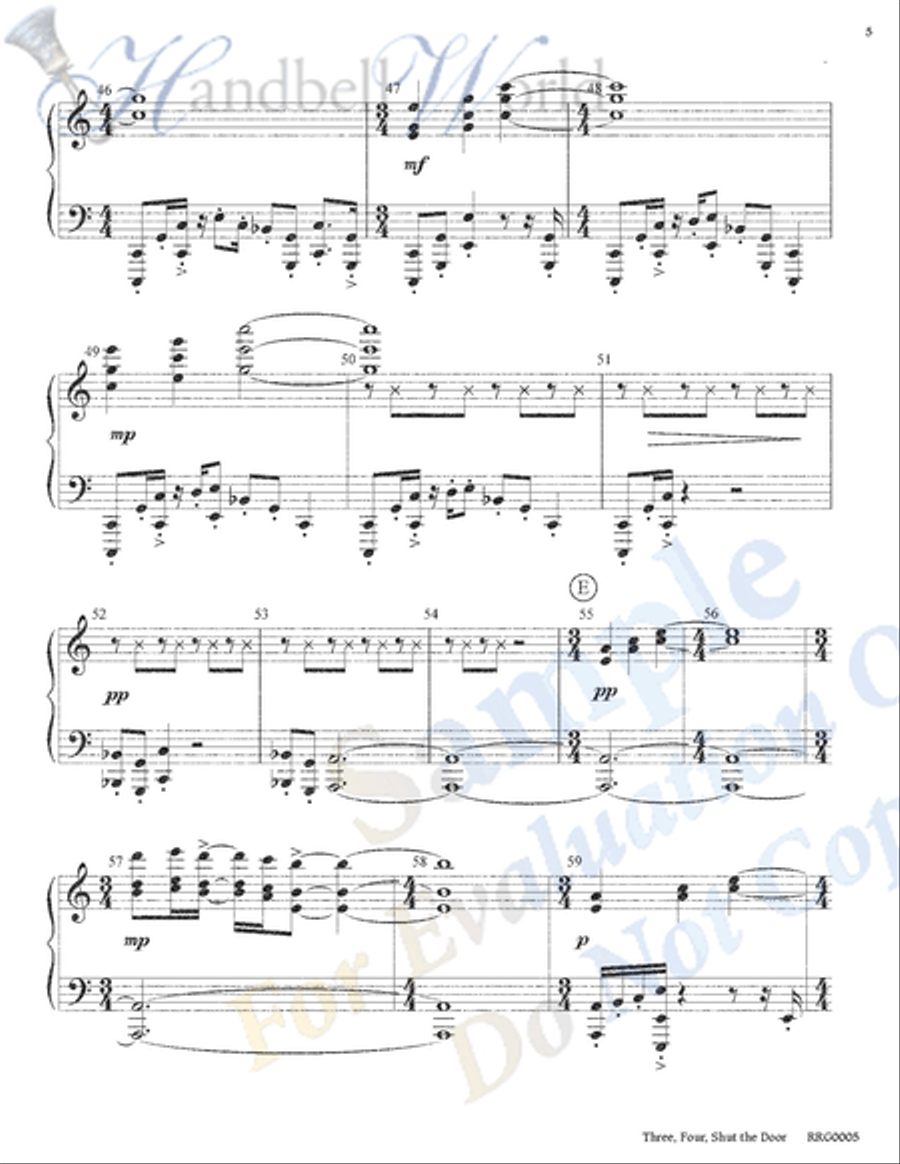 Three Four Shut the Door Handbell Choir scores gallery preview page 4