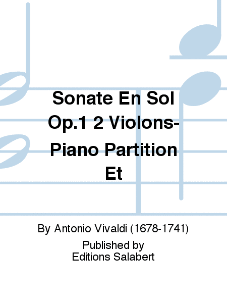 Sonate En Sol Op.1 2 Violons-Piano Partition Et