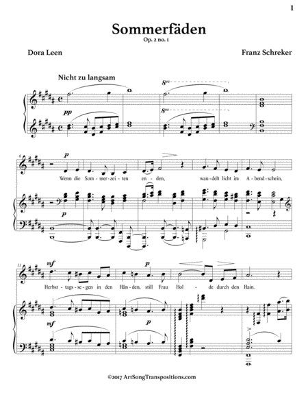 Sommerfäden, Op. 2 no. 1 (B major)