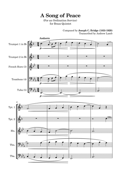 Joseph C. Bridge | A Song of Peace (arr. for Brass Quintet) image number null