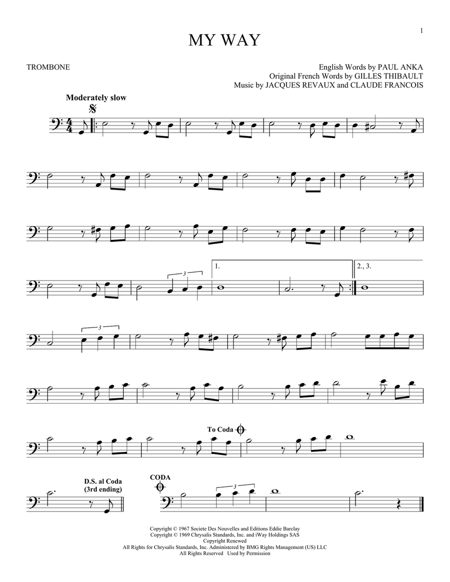 My Way Trombone Solo scores gallery preview page 1