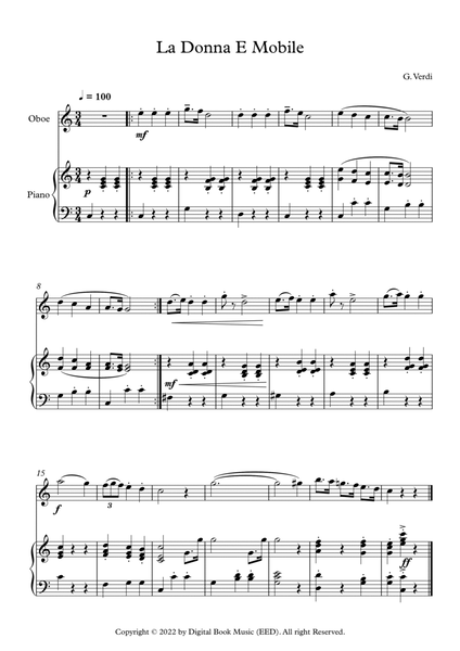 La Donna E Mobile - Giuseppe Verdi (Oboe + Piano) image number null
